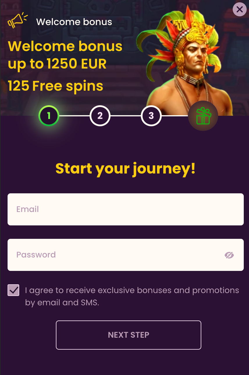 Bizzo Casino Registration Form - Screenshot showing the Sign Up form with required fields